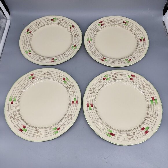 Vintage Set Of 4 Alfred Meakin Van Dyck Ware Darleydale Pattern Salad Plate 9 in - Picture 1 of 5